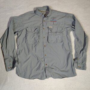Raffike Fishing Shirt Mens Grey Long‎ Sleeve Nylon Embroidered Patagonia Logo